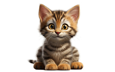 Pixie bob brown Cat in Sitting Isolated on Transparent Background PNG. Generative AI