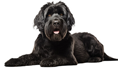 Portuguese Water Dog Sitting and Looking Forward Isolated on Transparent Background PNG. Generative AI