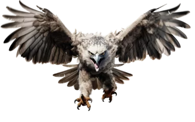 Foto op Plexiglas anti-reflex Powerful Harpy Eagle Bird is Flying Isolated on Transparent Background PNG. Generative AI © Haider