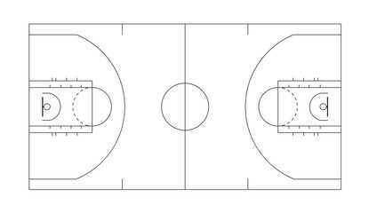 バスケットボールコート_ラインアート © sasa katsu