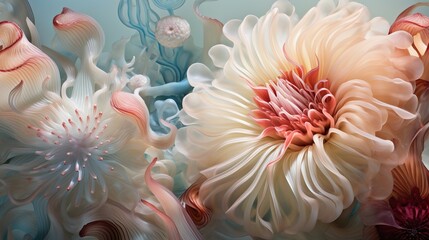 Underwater photography of a colorful coral reef with sea anemones