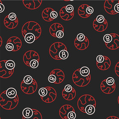 Line 8 March icon isolated seamless pattern on black background. International Happy Women Day. Vector