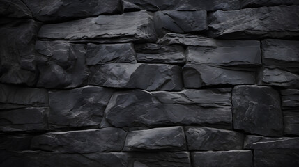 Black or dark gray wall rough grainy stone texture background 
