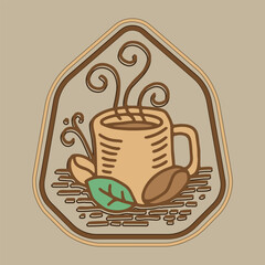 Coffee. Italian coffee pot with text All You Need is Coffee. Banner for cafe, restaurant, menu, coffee dreams theme. coffee cup icon in the line style. vector illustration on a brown background