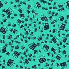 Fototapeta premium Black Financial growth decrease icon isolated seamless pattern on green background. Increasing revenue. Vector