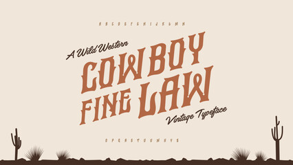 Vintage classic Western typography alphabet. Vector illustration of fonts set.