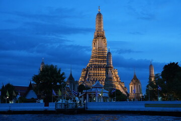 the first-class royal Thai Temple Wat Arun and the Chao Phraya River in Bangkok Thailand Southeast Asia