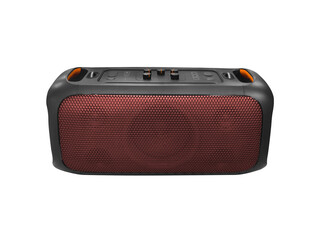 Portable wireless bluetooth speaker isolated on white background. Digital wireless sound speaker...