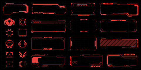 HUD danger and alert attention. Holographic hud user interface elements, high tech bars and frames. Cyberpunk Frames and icons damage and system failure. Vector illustration