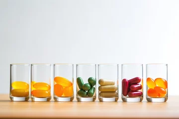 Poster vitamin supplements lined up in a row © Natalia