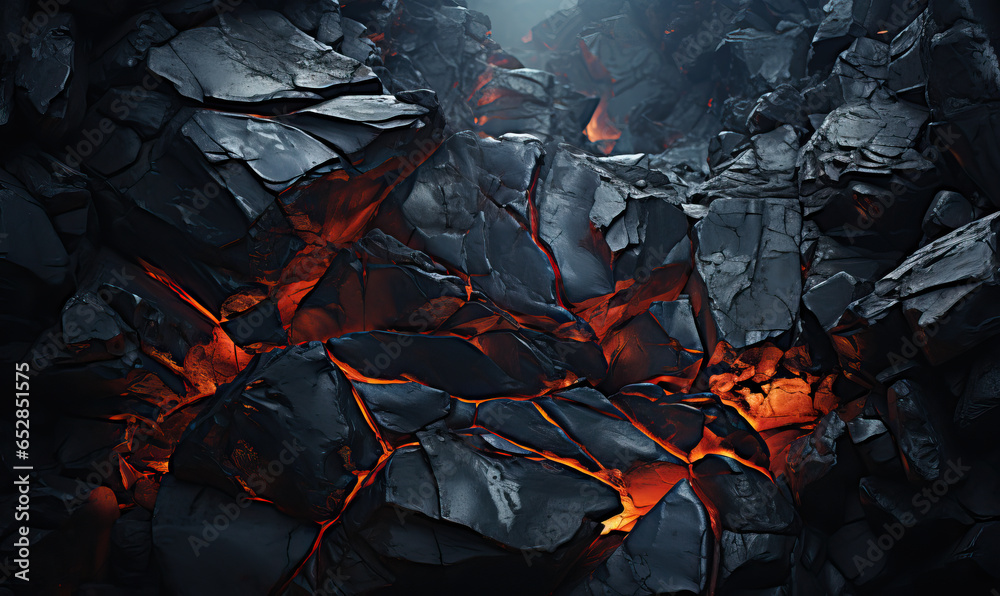 Wall mural abstract background of extinct lava with red gaps.