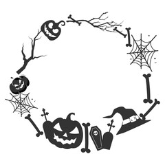 Halloween themed ghost frame with spider net and creepy tree branch