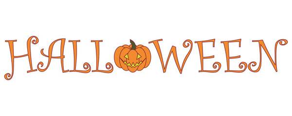 vector decorative Halloween lettering with a scary pumpkin instead of the letter o