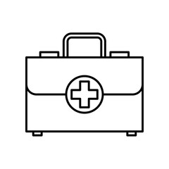 Ambulance suitcase icon. First aid kit, medical case bag, medicine box with cross emergency symbol. clinic equipment for rescue diagnostic. Vector illustration design.