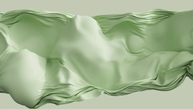 Abstract 3D animation of luxury flying fabric in slow-motion.  A waving cloth in pastel color. HD