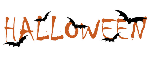 vector decorative Halloween lettering with black bats
