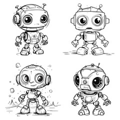 Robot Animal Universe. Coloring books for children and adults as well as tattoo sketches. 