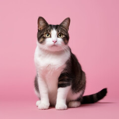 cat on a pink background
