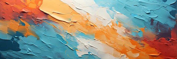 Background of colorful rough abstract painting with thick palette knife style