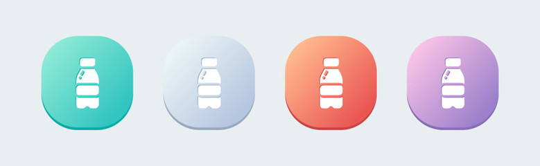 Bottle solid icon in flat design style. Water drink signs vector illustration.