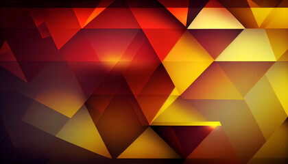Yellow orange red abstract background for design. Geometric shapes.  Ai generated image