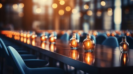 Conference room or seminar meeting room in business event.