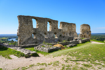 Ruins of Château Gaillard, a French medieval castle overlooking the River Seine built in Normandy by Richard the Lionheart, King of England and feudal Duke of Normandy in the 12th Century