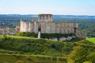 Fototapeta na wymiar Keep of Château Gaillard, a French medieval castle overlooking the River Seine built in Normandy by Richard the Lionheart, King of England and feudal Duke of Normandy in the 12th Century