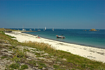 Fototapeta premium Plage, Parc naturel régional d'Armorique, Ile de Penfret, Archipel des Glénans , 29, Finistere, France