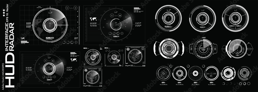 Poster big collection of aerial radar targets and air navigation devices. interface device for geolocation 