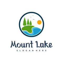 Lake logo design template. Mount Lake vector illustration. Badge design.