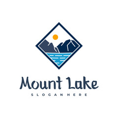 Lake logo design template. Mount Lake vector illustration. Badge design.