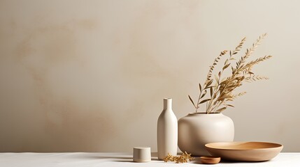 Blank abstract mockup that displays a diverse range of natural and organic health and wellness products. Carefully arranged, showcasing their unique packaging and promoting a healthy lifestyle.