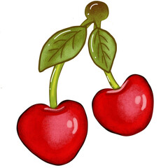 cherry with leaves