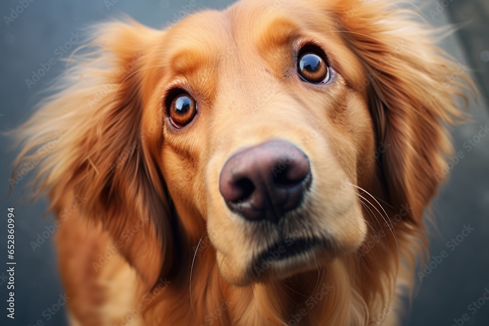 Sticker a golden retriever looking up with curious eyes