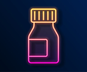 Glowing neon line Vitamin complex of pill capsule icon isolated on black background. Healthy lifestyle. Vector