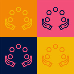 Pop art line Juggling ball icon isolated on color background. Vector