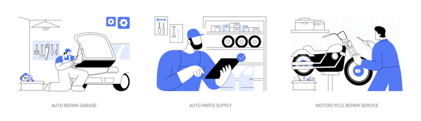 Fototapeta na wymiar Auto repair services abstract concept vector illustrations.