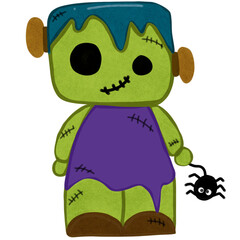 Funny Halloween character Frankenstein illustration