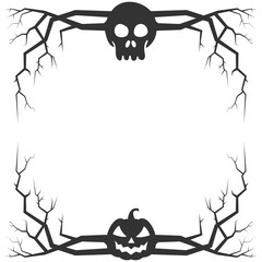 Halloween themed frame border with halloween dead tree and spider net