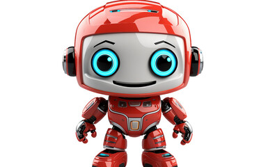 Obraz na płótnie Canvas Red Unique Cartoon Robot Isolated on Transparent Background PNG.