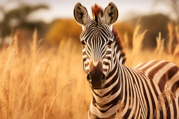 Naklejka premium cute zebra animal on the grassland