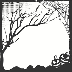 Halloween frame border silhouette with halloween elements