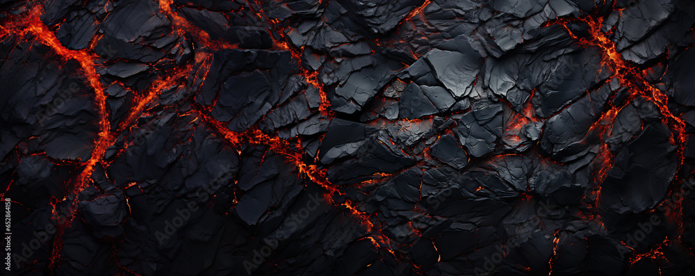 Wall mural abstract background of extinct lava with red gaps.