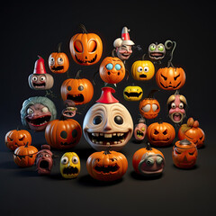 3d rendering Cartoon Halloween Festivity character icon Concept Background