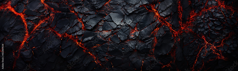 Wall mural abstract background of extinct lava with red gaps.