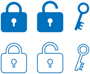 南京錠 アイコンセット 青