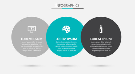 Set Palette, Computer with design program and Marker pen. Business infographic template. Vector