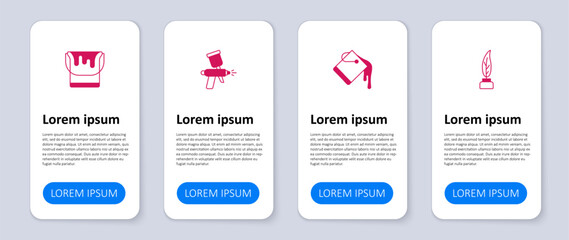 Set Feather and inkwell, Paint bucket, spray gun and . Business infographic template. Vector