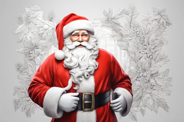 Portrait of Santa Claus on grey background. Generative AI 